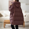 Lagabogy Winter Women White Duck Down Jacket Casual Loose Over Size Warm Parka Female Drawstring Hooded Puffer Coat
