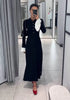 Winter Knitted Long Dress Women Elegant Casual Long Sleeved Maxi Party Dresses Autumn Chic Female Buttons Black Dresses