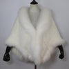 Women 100% Real Rabbit Fur Shawl Scarf With Fox Fur Collar Winter Warm Knitted Rabbit Fur Poncho Girls Party Accessories