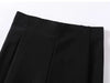 Black Front Split Flares Pants Women High Waist Elastic Slim Fit Wide Leg Pants Woman Y2K Simple Trousers