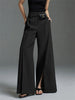Urban Female Business Suit Pants Black White Loose Straight Pant High-Waist Pleated Split-Front Trousers