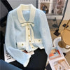 Ladies Spring Autumn Loose Small Fragrant Bow Knit Sweater Cardigan High-Quality Jacket Women's Single-Breasted Coat Female