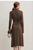 Dresses Woman Winter Elegant Commuter Turtleneck Lace-up Dress Women's Knitted Straight Solid Color Skirt 12544088