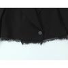 Women Lace Patchwork Black Crop Blazer Front Double-breasted Long Sleeve Suit Jacket