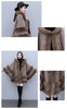 Autumn Winter Loose Casual Chic Bat Sleeve Coat Woolen Hooded Shawl Big Fur Collar Warm Cape Coat Women Outwear
