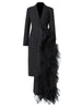 Women Black Irregular Mesh Big Size Long Elegant Blazer Lapel Long Sleeve Jacket Spring Autumn 7AB4743