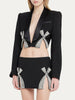 High Street Designer Runway Suit Set Women's Diamonds Beaded Short Blazer Skirt Suit