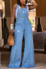 Plus Size Women's Jumpsuit Denim Pockets Overall Rompers Wide Leg Jeans Slim Streetwear Casual Jumpsuit for Women's