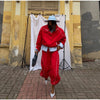 Women Solid Zip Up Two Piece Set High Neck Loose Jacket Wide Leg Track Pants Spring Autumn Casaual Hip Hop Outfit