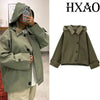 Green Warm Winter Hooded Jackets Women's Autumn Outdoor Oversized Bomber Jacket Coats Demi-Season Windbreak Outerwears