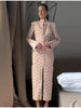 Vintage Floral Print Sheath Women's Dress Chic High Neck Long Sleeve Button Front Midi Dress Elegant Commuting Clothing