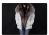 White Duck Down Jacket Winter Women Warm Loose Coat Natural Real Fox Fur Collar Thick Outerwear Parkas