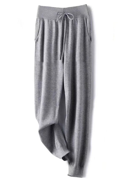 Women 100% Wool Pants Autumn and Winter Soft Comfortable High-Waist Knitted Thicken Pants Female Thin pants Casual Trousers