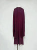 High Neck Cape Sleeve Slim-Fit Maxi Dress Pearl Trim Solid Color Floor Length Modest Abaya Style Formal Occasion Women