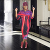 Elegant Women Pleated Patchwork Double Wear Batwing Long Sleeve V-neck Bodycon Midi Maxi Long Dresses Vestidos