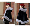 Black Fur Coat Women's Winter Shawl Cape Style Short Imitation Fox Fur Thick Hooded Windbreaker Female Warm Faux Fur Cloak