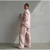 Women Pink Linen Blazer Pants Set Chic Oversized Casual 2 Piece Co Ord Long Pant Sets Work Vacation Casual Outwear