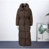 Winter Warm Stand Neck Long Lace Up Down Jackets Women Solid Ruff Soft Waist-cinching Coat Female Winter Chic Jackets