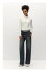 Women Jeans Fleece Lined Wide Leg Washed Finish Warm Insulation Soft Touch Winter Everyday Style Full Length
