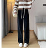 Autumn Winter Loose All-match Corduroy Pants Elastic Waist Solid Fleece Casual Straight Pants Vintage Women Clothing
