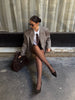 Women Plaid Shorts Set Lady Casual Lapel Long Sleeve Single-breasted Blazer Jacket Suit Vacation High Street Wear