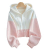 Spring Autumn Patchwork Knitted Cardigan Sweater Jacket Women Korean Ladies Single Breasted Hooded Sweater Coats Female Tops