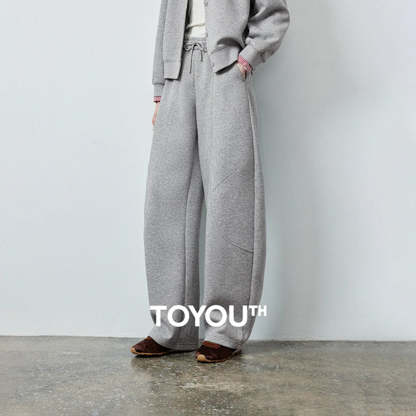 Women's Lazy Academy Soft American Curved Leg Trousers Autumn Paneled Design Pear Figure Shaping Pants