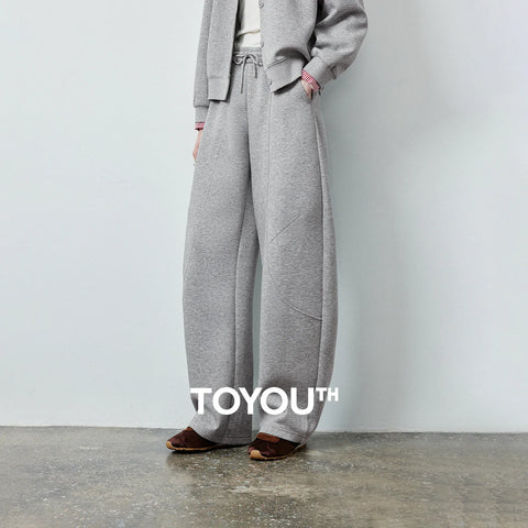 Women's Lazy Academy Soft American Curved Leg Trousers Autumn Paneled Design Pear Figure Shaping Pants