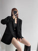 Black Blazer for Women Korean Sping Loose Office Wear Lady Casual Blazers Long Sleeve Single Button Outerwears
