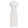 French Style Knitted Long Dress round Neck Hollow out Wooden Edge Skirt Elegant Autumn Women's One Piece Dress
