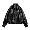 Women's Retro Black Leather Jacket Short Motorcycle Style Jackets with Metal Buttons Versatile Autumn and Spring Outerwear