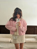 Lazy Style Wool Cardigan Women's Spring and Autumn Loose Round Neck Knitted Short Jacket Soft Long Sleeved Sweater