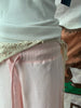 Light Pink Drawstring Sweatpant Woman Spring Raw Hem Low Waist Straight Long Pants Casual All-match Cotton Sport Trousers