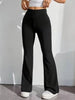 Women's High Waist Black Flare Pants, High‑Stretch Tummy‑Control Wide Waistband Flared Trousers, Slim Figure‑Flattering Height‑E