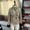 Deer Print Faux Fur Cropped Jackets Women Blue Contrast Lapel Cuff Button Fluffy Warm Short Coat Lady Winter Street Outwear