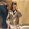 Vintage Grid Women's Windbreaker Double-Breasted Lace-Up Turn-Down Collar Full Sleeve Casual Coat Autumn Chic Female Jacket