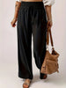 Plus Size Women Casual Wide Legs Pants Elegant Office Lady Loose Solid High Waist Trousers
