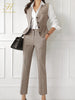 Korean Autumn Winter 3 Pieces Set Women Contrast Blazer + Vest And Simple Pants Casual Simple Office Lady Pants Suit