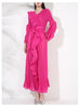 Chic Pleated Women's Dress Irregular Ruched Patchwork Design V Collar Niche Elastic Loose Lace Up Clothing 2DB1191