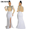 Women Mesh See Through Long Sleeve Diamonds Rhinestones Mermaid Long Dress Fall Evening Sexy Party Dresses Vestidos