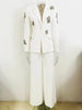 Designer Suit Women Beaded Diamonds Single Button Suit Blazer Wide-leg Pants Set 2PCS