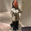 Leopard Print Women Winter Coat Faux Fur Coat Lapel Waist Tightened Jacket Single Breasted Long Sleeve Coat Daily Wear