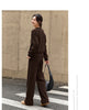 Two Pieces Set Woman Winter Casual Embroidery Sweatshirt Wide Leg Pants Fleece Lined Knitted Women Clothes Sets A3288