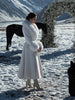 Women Wool Blend Coat Faux Fur Collar And Cuffs Fitted Waist Flared Maxi Silhouette Outerwear Winter Elegant Street Overcoat