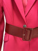 High Street S/S Runway Designer Suit Set Women's Slim Fitting Single Button Belted Blazer Flare Pants Set 2pcs