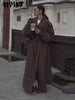 High Street Brown Belted Trench Coats Women's Loose Lapel Lace-up Button Full Sleeve Windbreakers Autumn Ladies Outwear