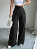 Women`s High Waist Wide Leg Pants Formal Office Wear Trousers Black/Grey Loose Fit S-xxl Spring-Autumn Daily Elegant Trousers