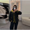 Casual Women's Knit Contrast Fleece Coats Stand Collar Zipper Pockets Full Sleeve Jackets Spring Lady Warm Outwear