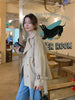 Women's Vintage Trench Coat Jacket with Belt Double Breasted Short Slim Windbreaker