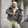 Chic All-Matched Solid Women's Cotton Coat Hooded Zipper Full Sleeves Thicken Bread Coats Autumn Winter Lady Tops